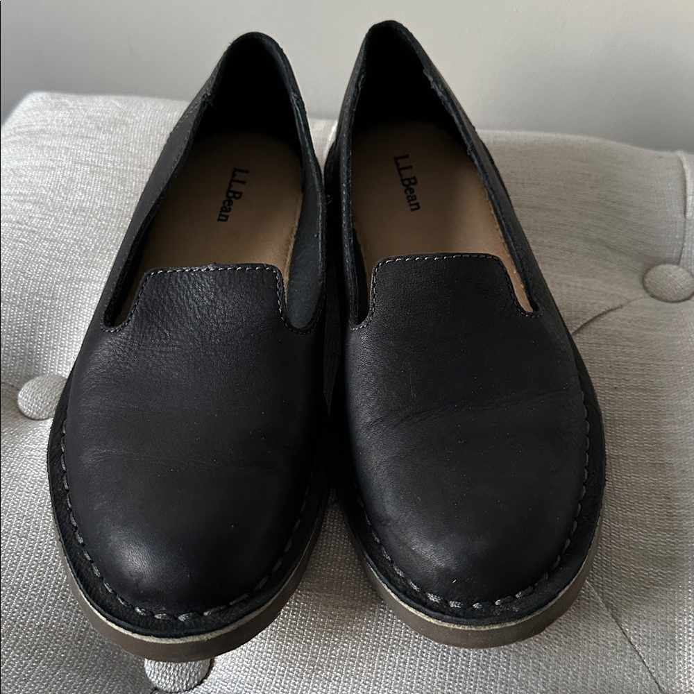 LL Bean Stonington Leather Slip On Shoes
